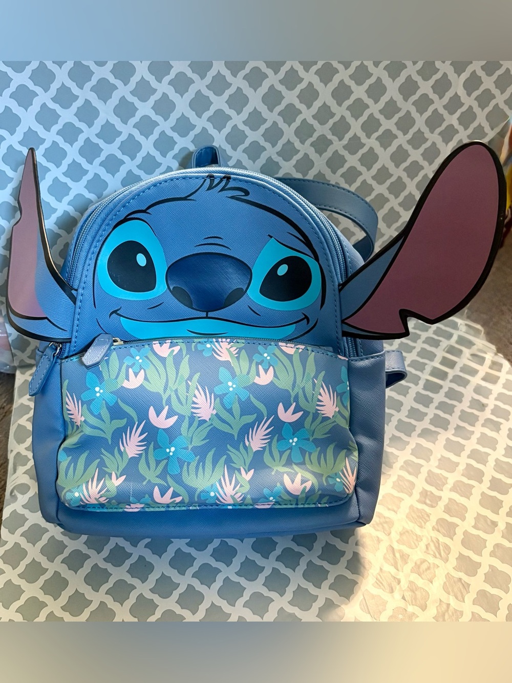 DANi by Danielle Nicole Blue Stitch Floral Mini Backpack with Ears